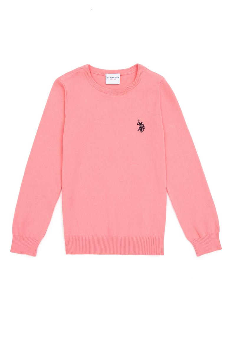 Kız Çocuk Açık Pembe Bisiklet Yaka Kazak