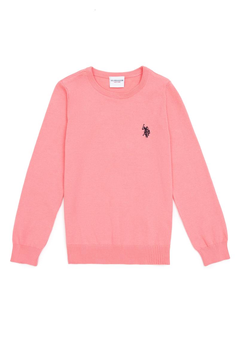 Kız Çocuk Açık Pembe Bisiklet Yaka Kazak