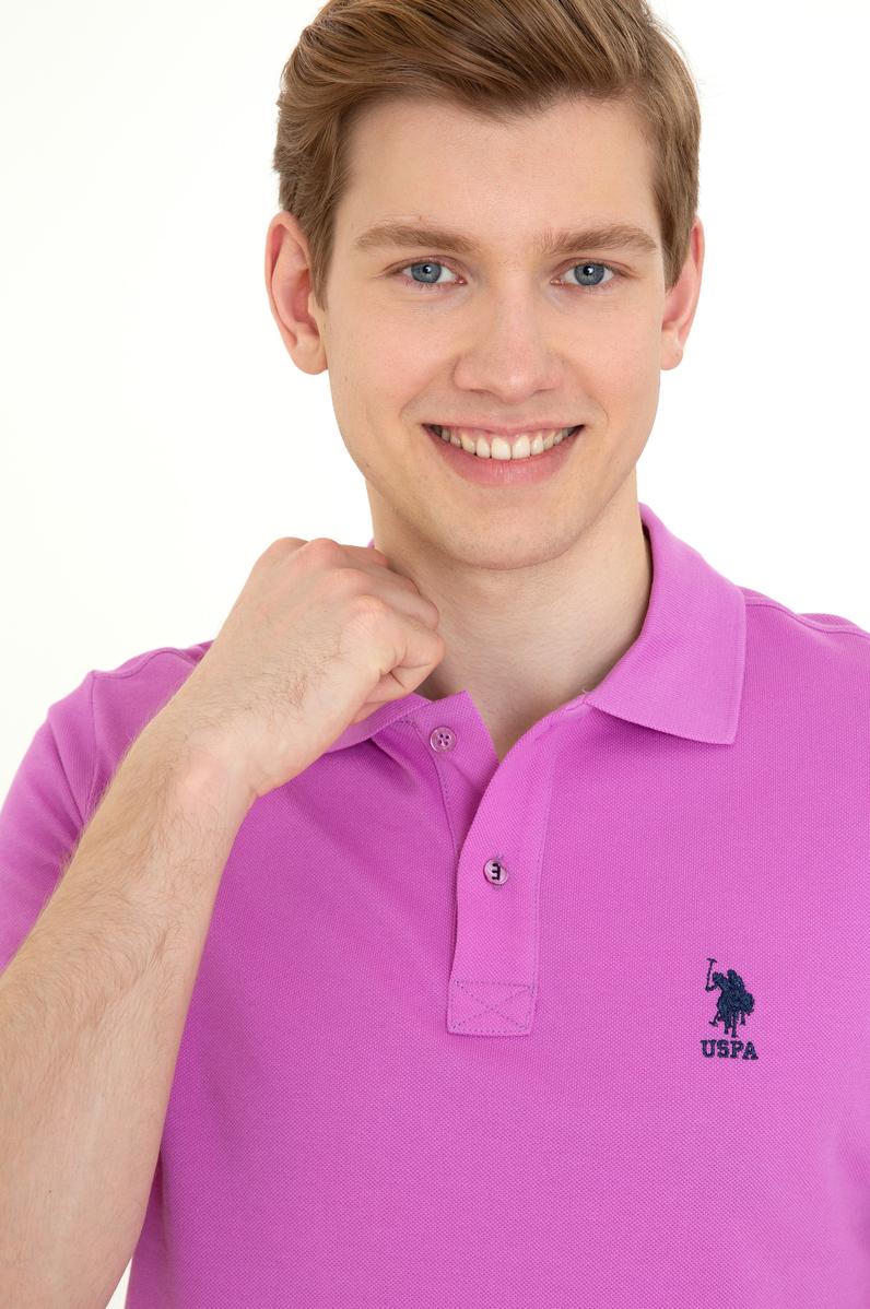 Erkek Menekşe Polo Yaka Basic T-Shirt