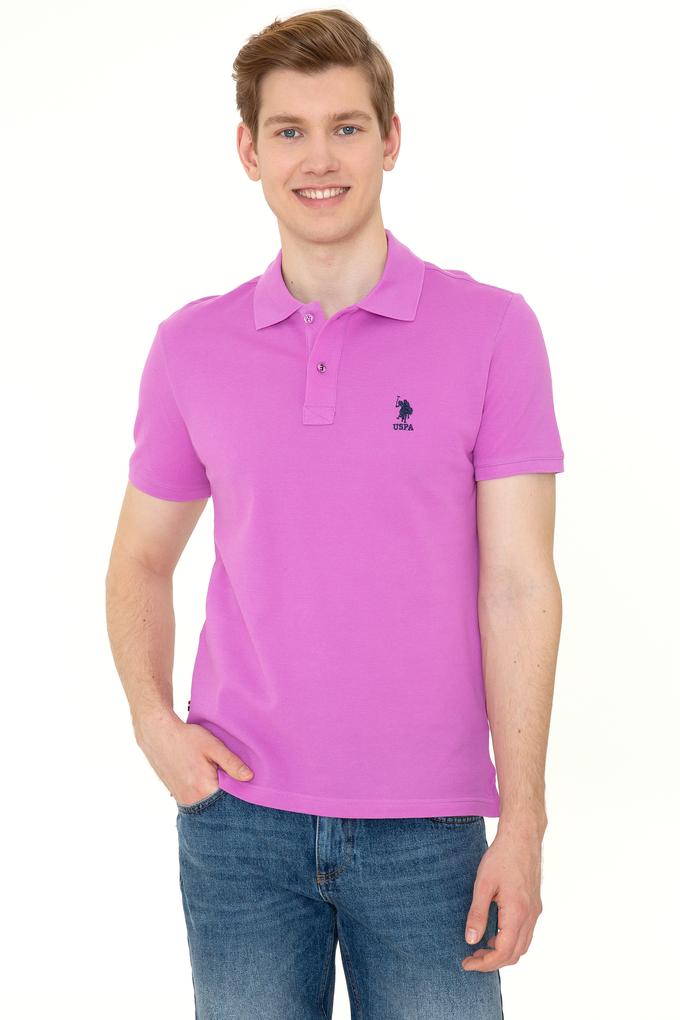 Erkek Menekşe Polo Yaka Basic T-Shirt