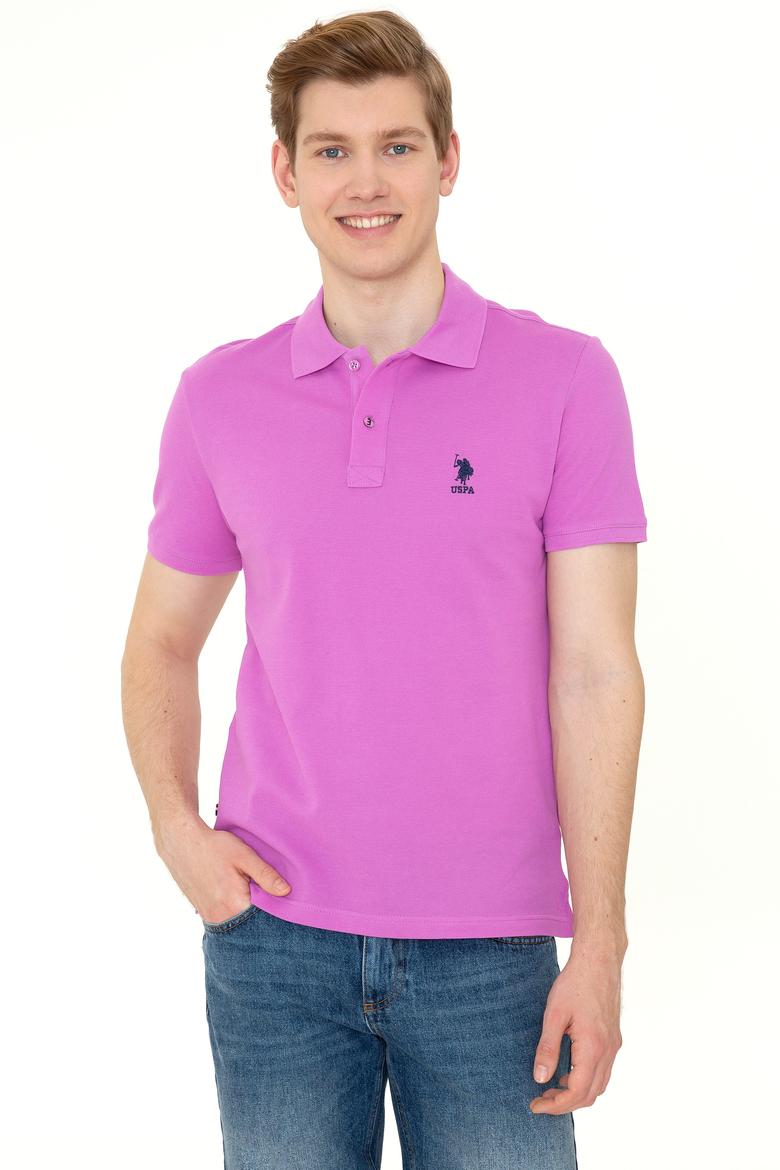 Erkek Menekşe Polo Yaka Basic T-Shirt