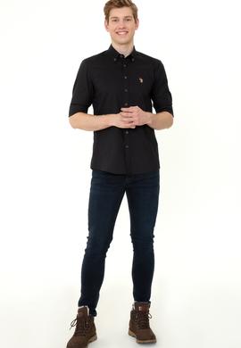 Erkek Siyah Uzun Kollu Basic Gömlek - 50249487040