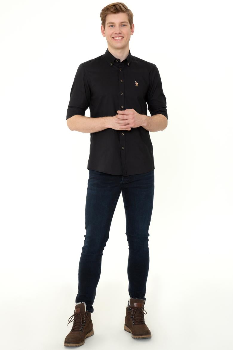 Erkek Siyah Uzun Kollu Basic Gömlek - 50249487040