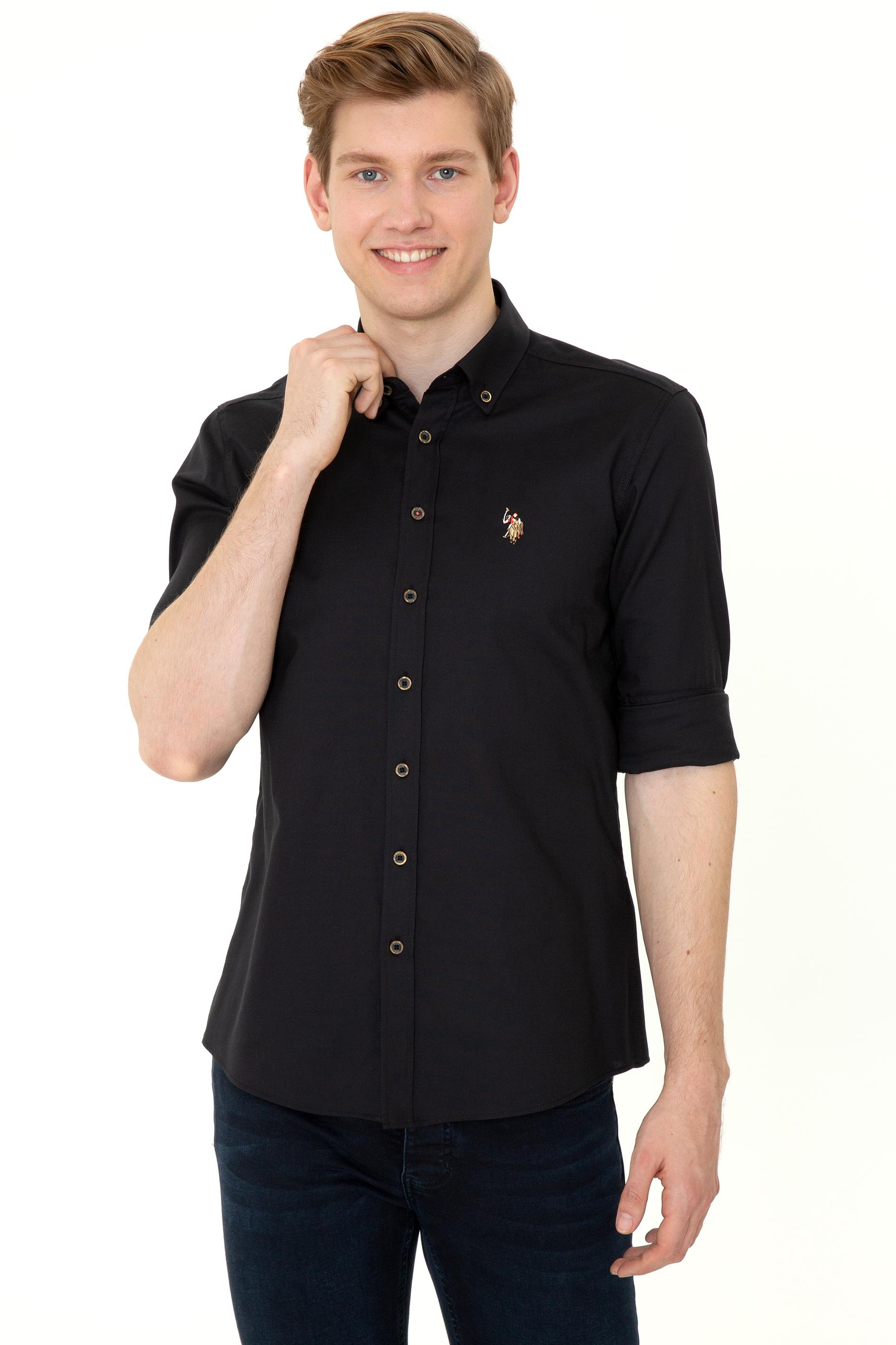 Erkek Siyah Uzun Kollu Basic Gömlek