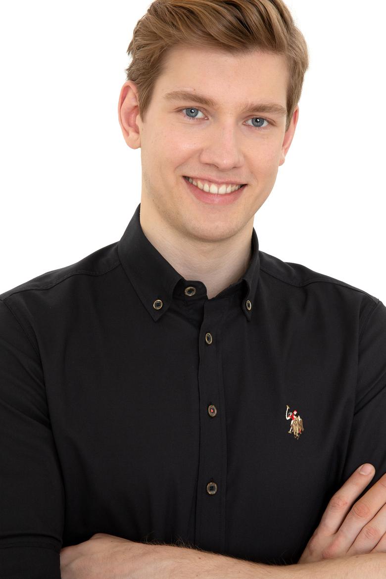 Erkek Siyah Uzun Kollu Basic Gömlek - 50249487040