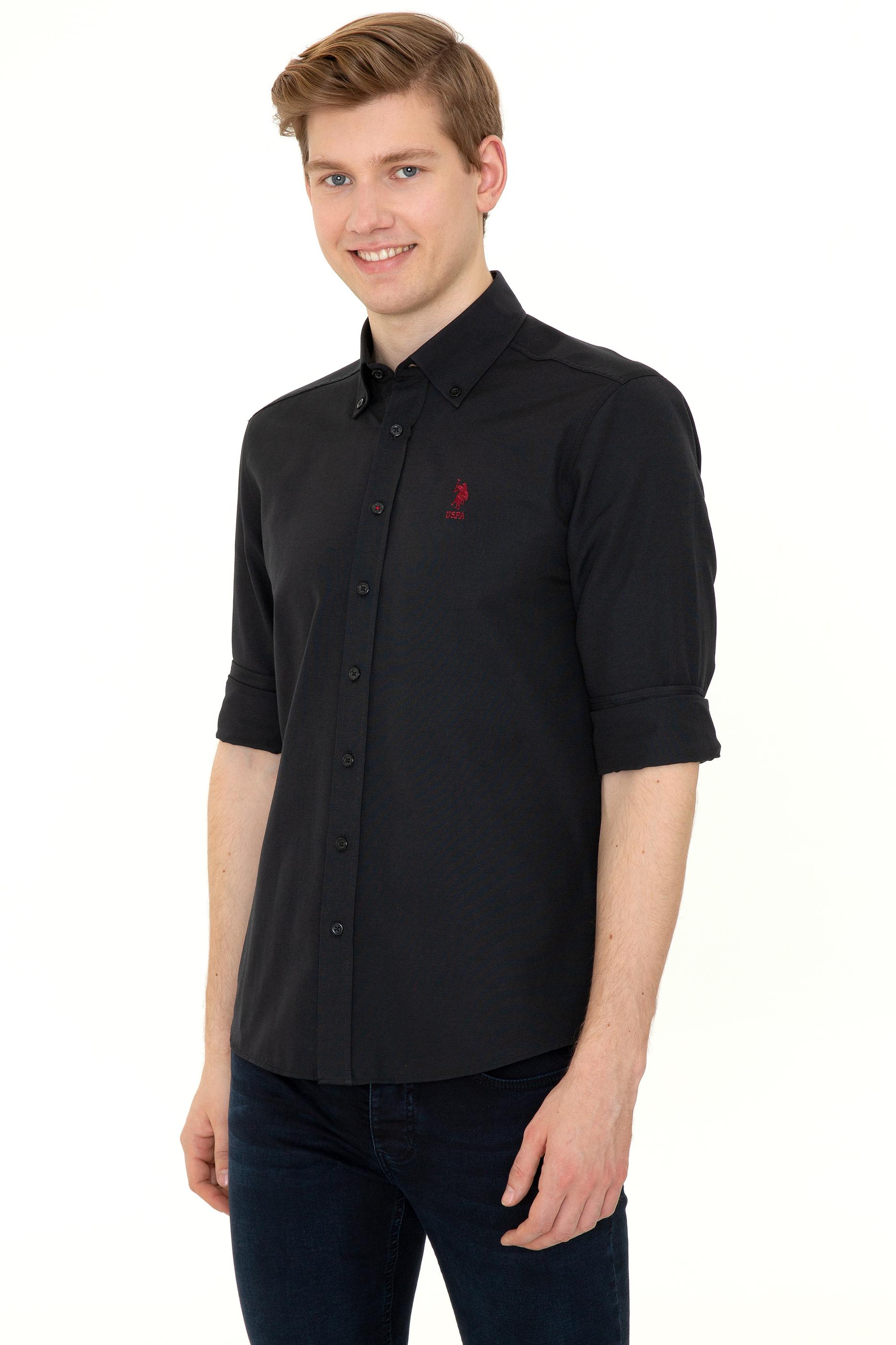 Erkek Siyah Uzun Kollu Basic Gömlek