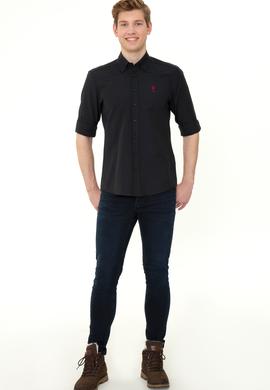 Erkek Siyah Uzun Kollu Basic Gömlek - 50249488044