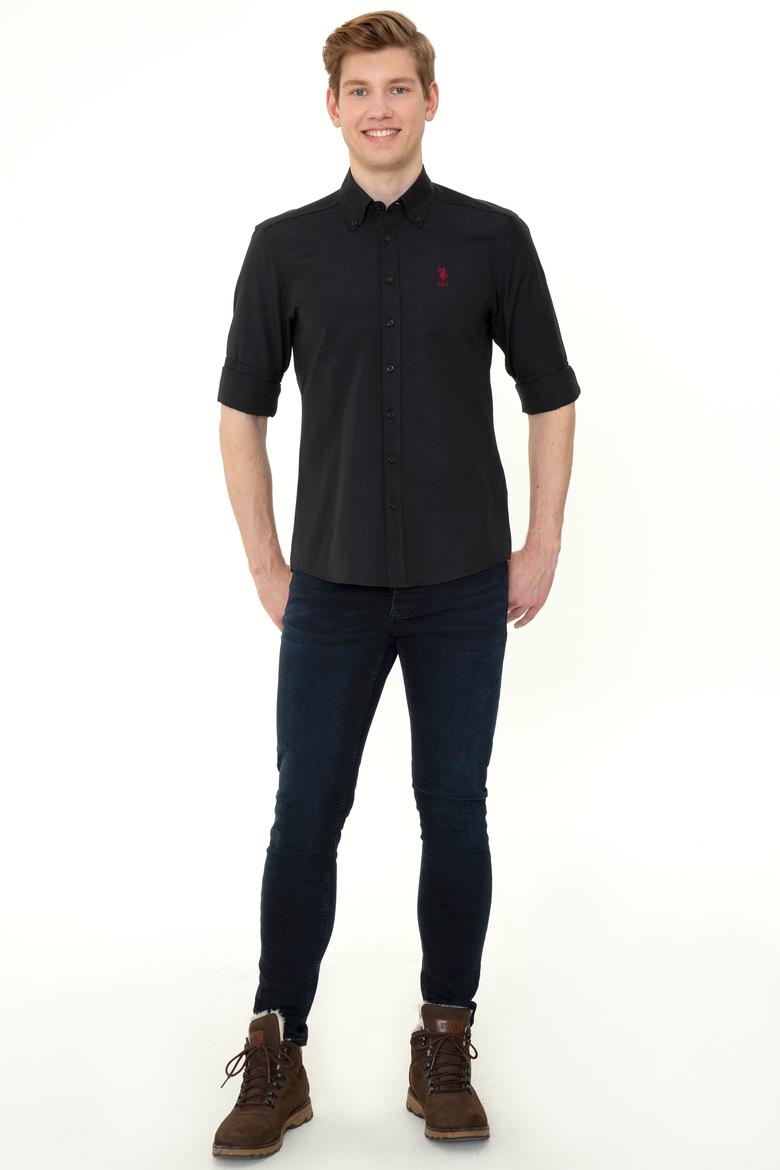 Erkek Siyah Uzun Kollu Basic Gömlek - 50249488044