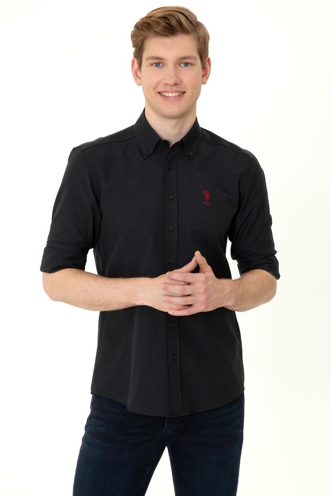 Erkek Siyah Uzun Kollu Basic Gömlek