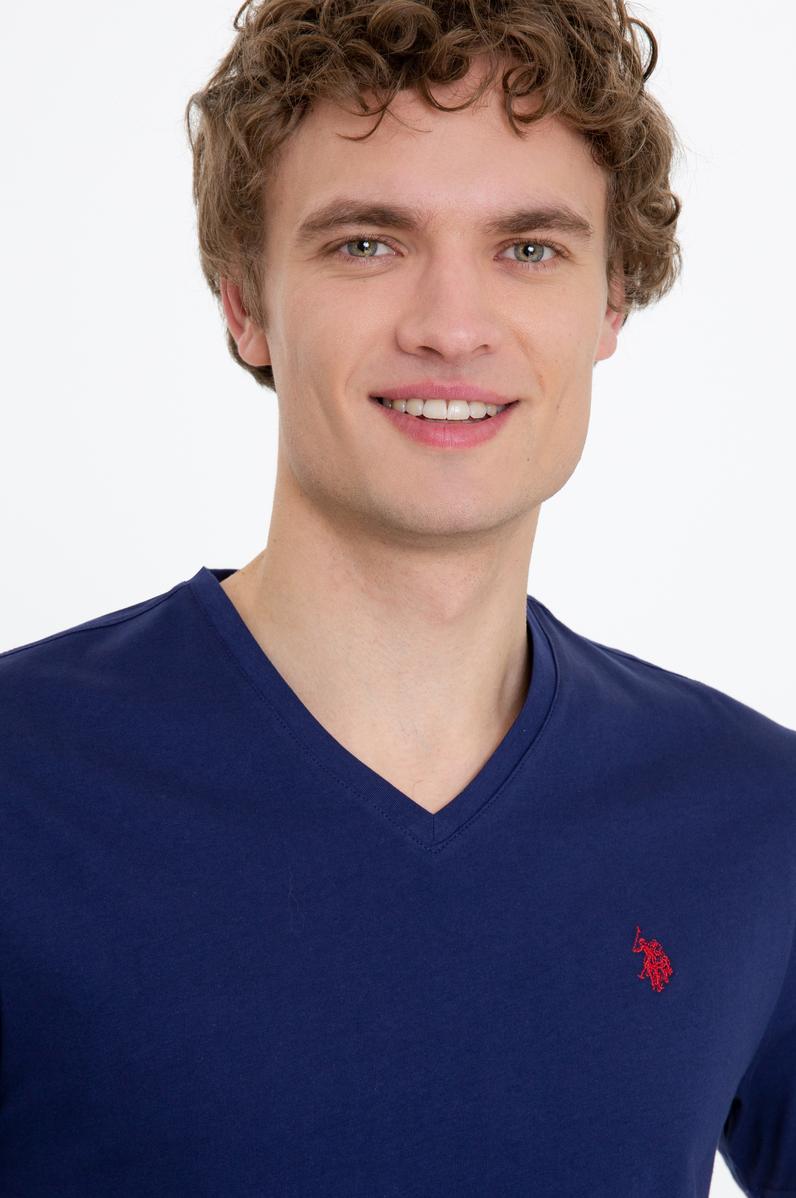 Erkek Lacivert Bisiklet Yaka Basic T-Shirt