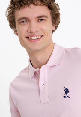 Erkek Pudra Polo Yaka Basic T-Shirt - 50249153148