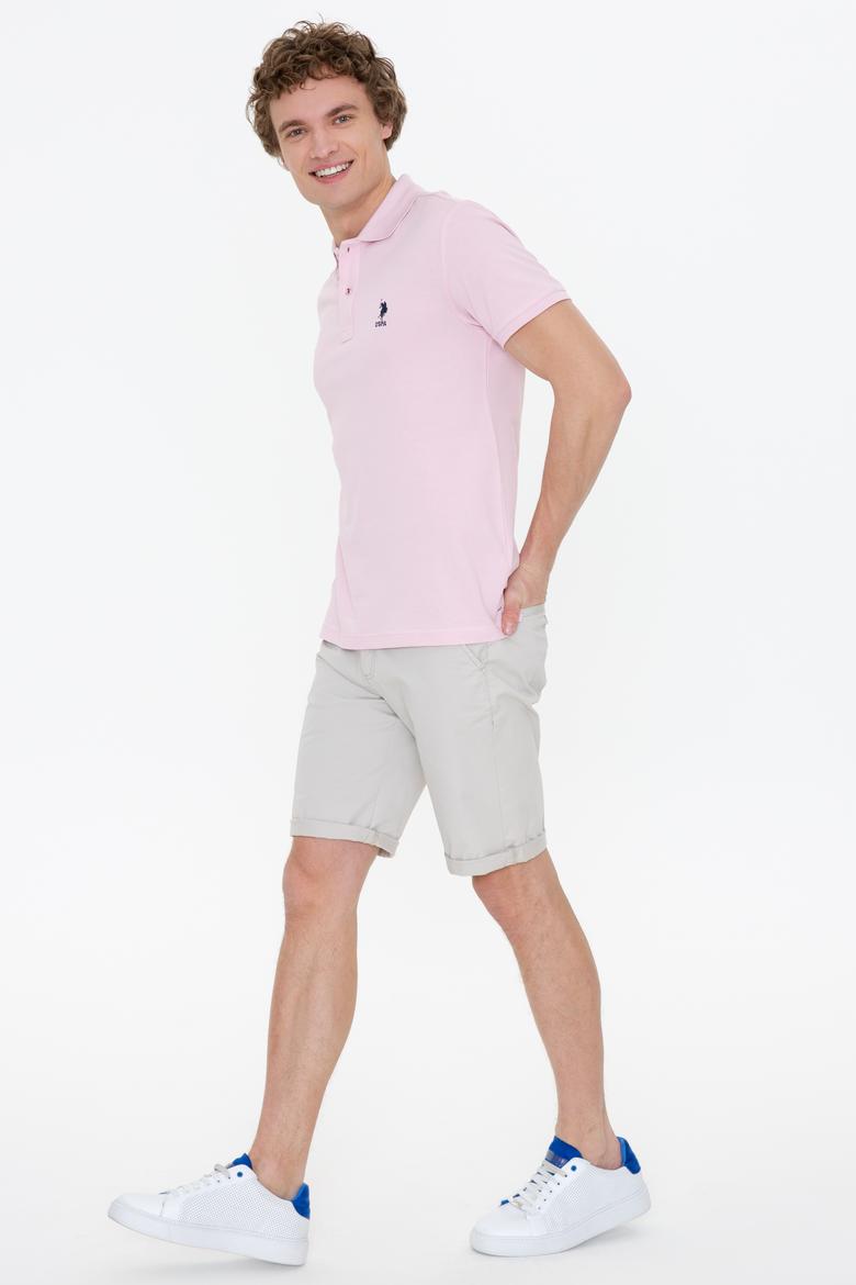 Erkek Pudra Polo Yaka Basic T-Shirt - 50249153148