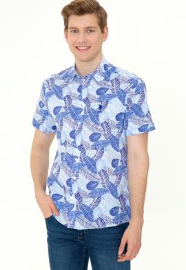 Erkek Mavi Kısa Kollu Gömlek - 50247596007