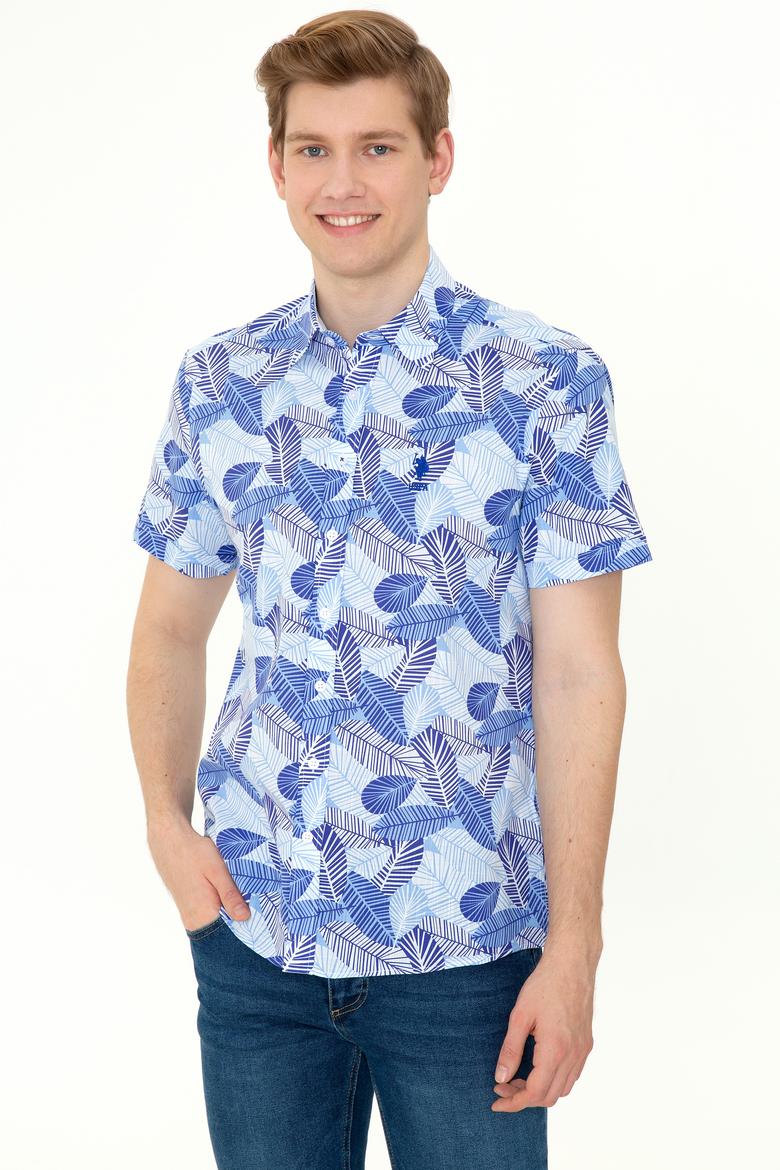 Erkek Mavi Kısa Kollu Gömlek - 50247596007