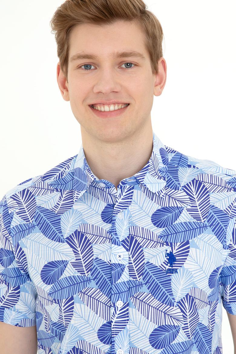 Erkek Mavi Kısa Kollu Gömlek - 50247596007