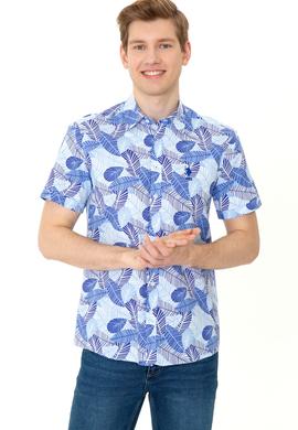 Erkek Mavi Kısa Kollu Gömlek - 50247596007