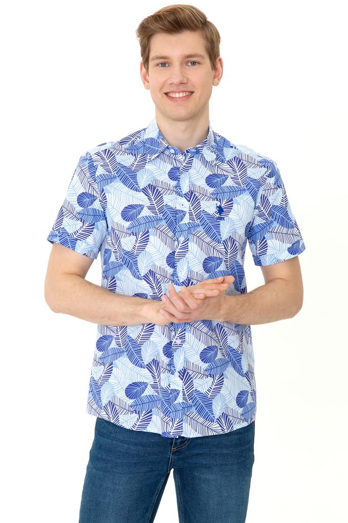 Erkek Mavi Kısa Kollu Gömlek