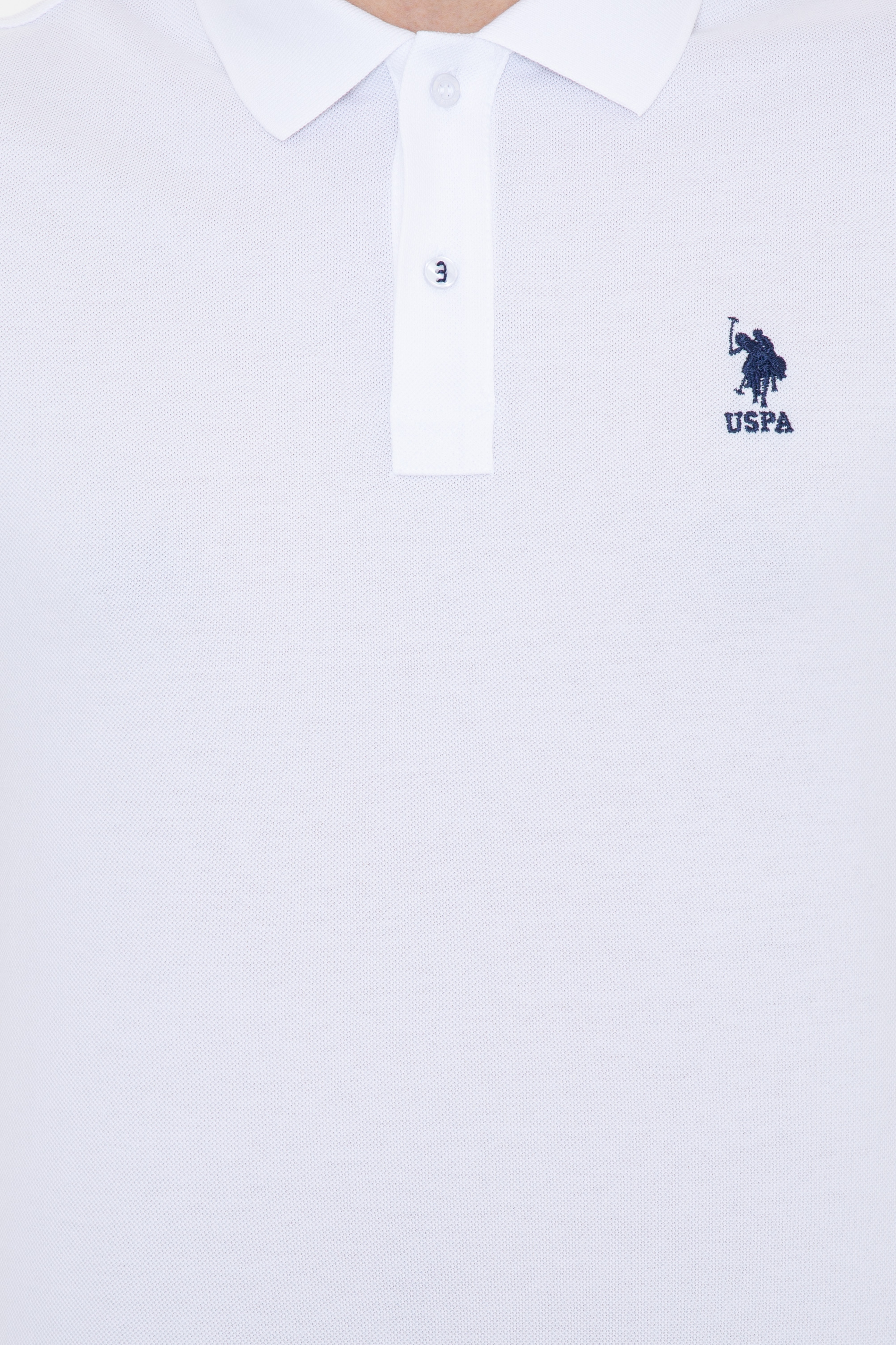 Erkek Beyaz Polo Yaka Basic T-Shirt - Image 6