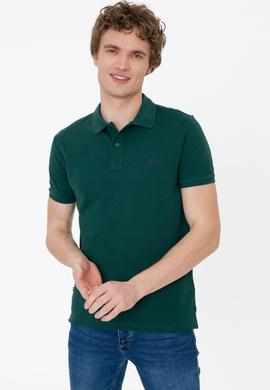 Erkek Koyu Yeşil Basic Polo Yaka Tişört - 50249153230