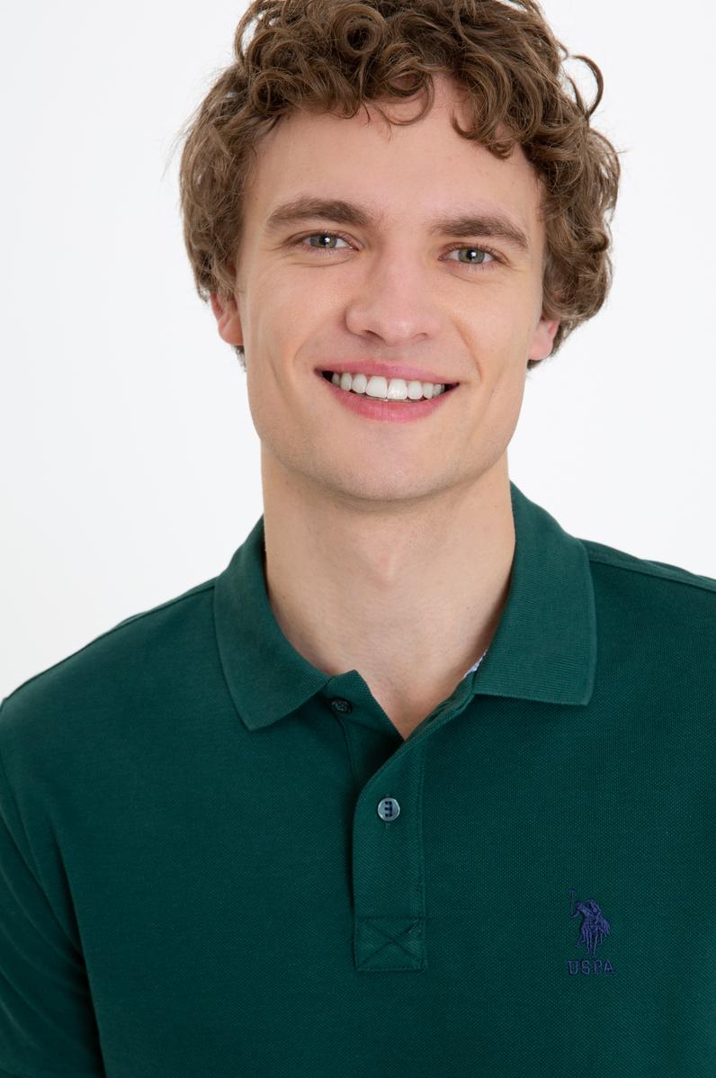 Erkek Koyu Yeşil Basic Polo Yaka Tişört