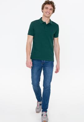 Erkek Koyu Yeşil Basic Polo Yaka Tişört - 50249153230