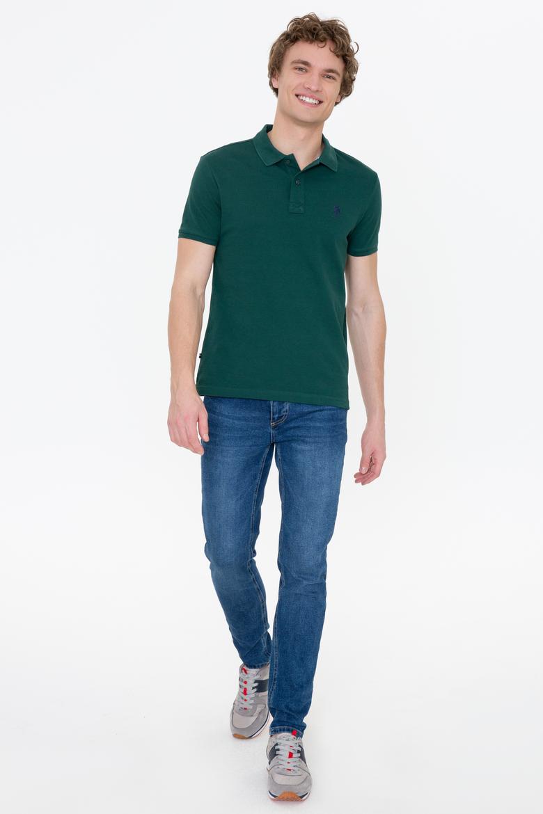 Erkek Koyu Yeşil Basic Polo Yaka Tişört - 50249153230