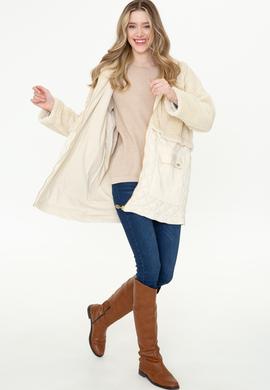 Kadın Krem Peluş Sweatshirt - 50240760008