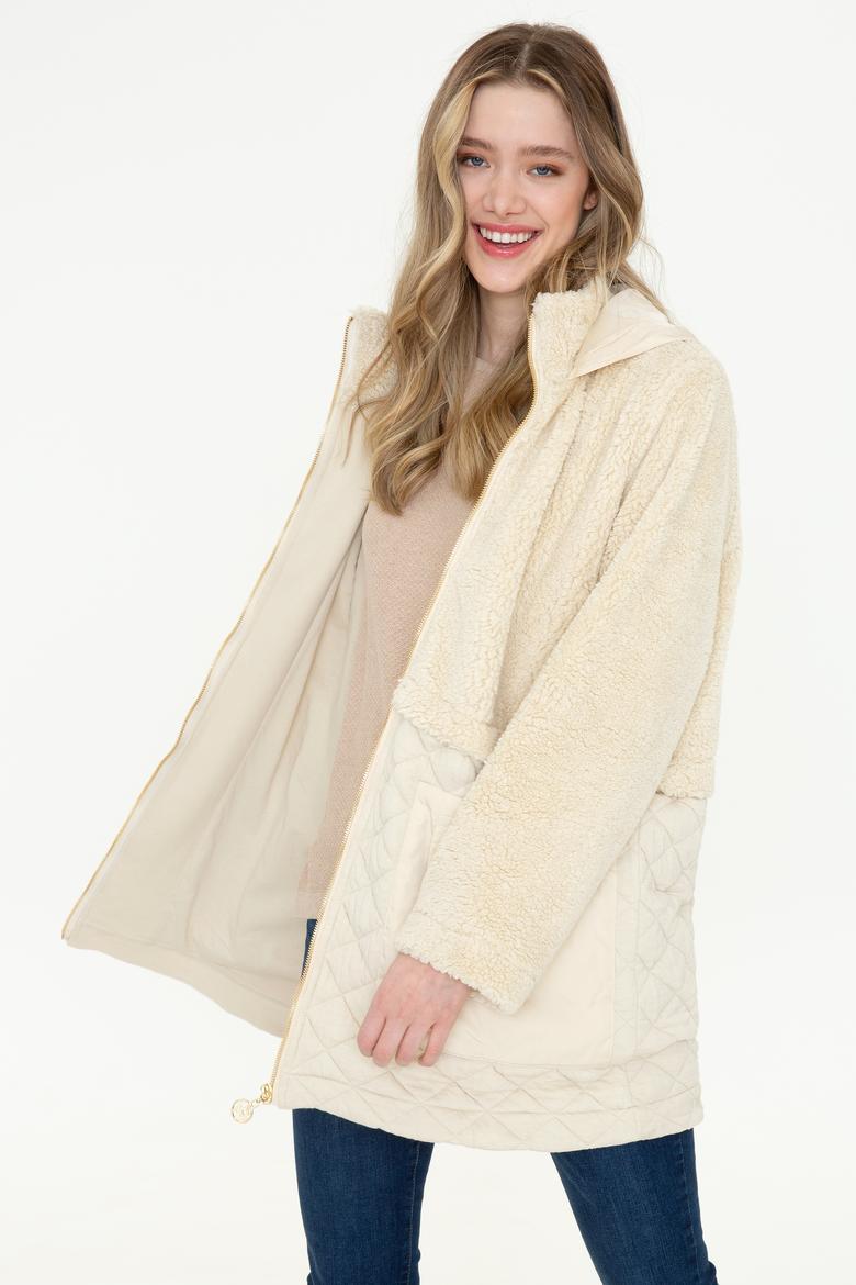 Kadın Krem Peluş Sweatshirt - 50240760008