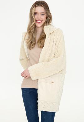 Kadın Krem Peluş Sweatshirt - 50240760008