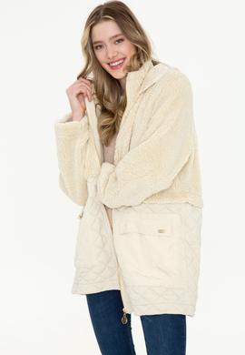 Kadın Krem Peluş Sweatshirt - 50240760008