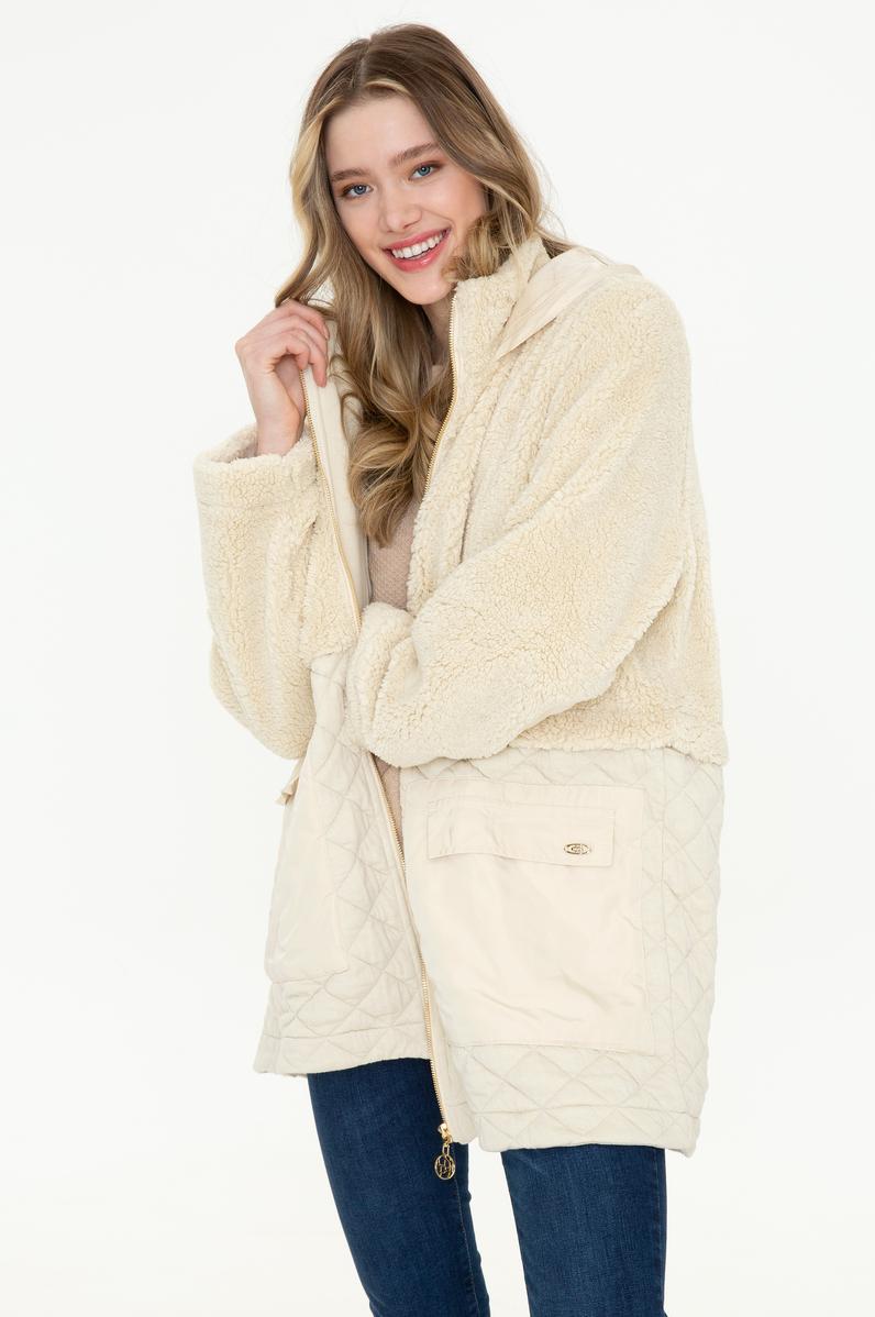 Kadın Krem Peluş Sweatshirt