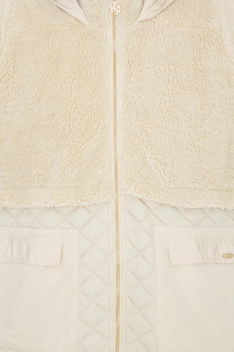 Kadın Krem Peluş Sweatshirt - 50240760008