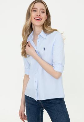 Kadın Açık Mavi Uzun Kollu Basic Gömlek - 50253658012