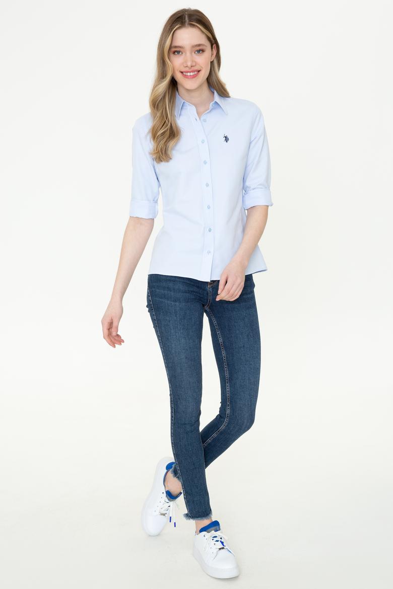 Kadın Açık Mavi Uzun Kollu Basic Gömlek - 50253658012