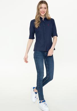 Kadın Lacivert Uzun Kollu Basic Gömlek - 50253658020