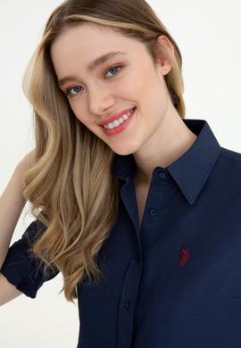 Kadın Lacivert Uzun Kollu Basic Gömlek - 50253658020