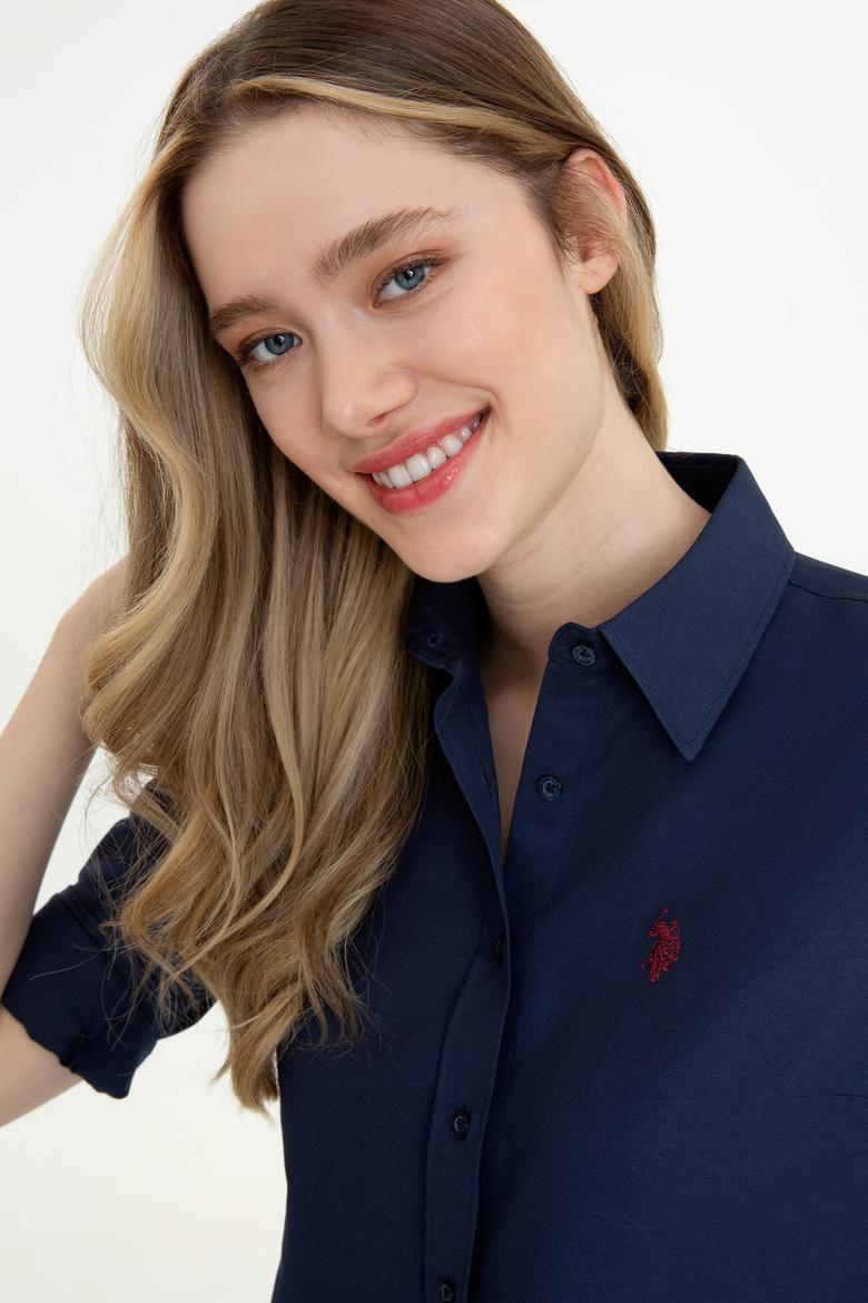 Kadın Lacivert Uzun Kollu Basic Gömlek - 50253658020