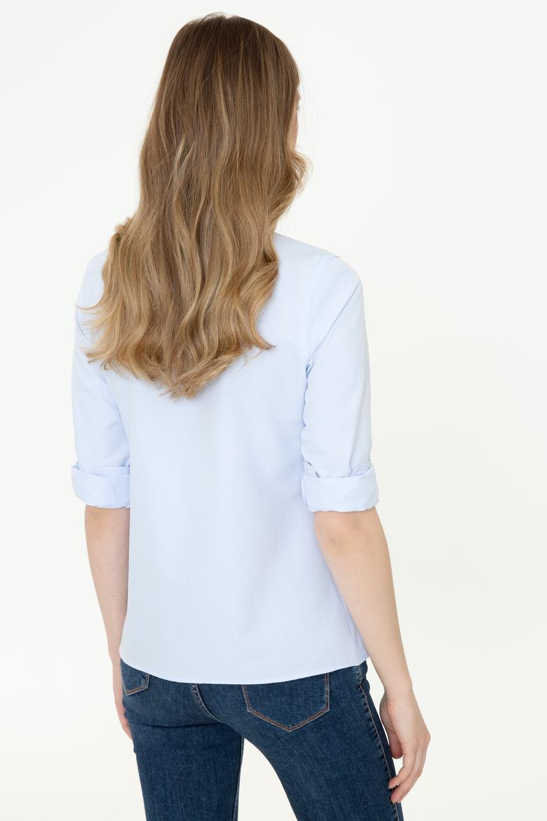 Kadın Açık Mavi Uzun Kollu Basic Gömlek - 50253658012