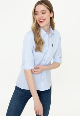 Kadın Açık Mavi Uzun Kollu Basic Gömlek - 50253658012