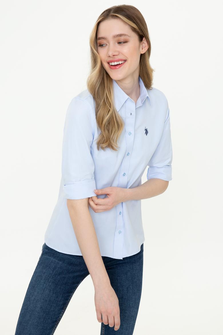 Kadın Açık Mavi Uzun Kollu Basic Gömlek - 50253658012