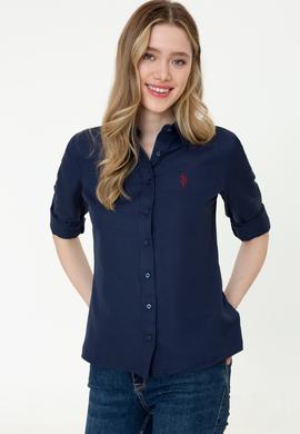 Kadın Lacivert Uzun Kollu Basic Gömlek - 50253658020