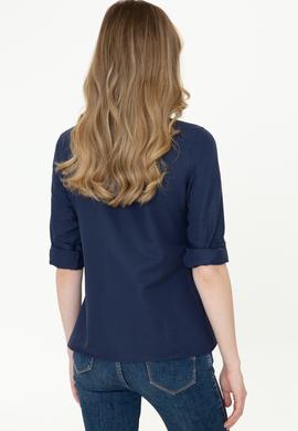 Kadın Lacivert Uzun Kollu Basic Gömlek - 50253658020