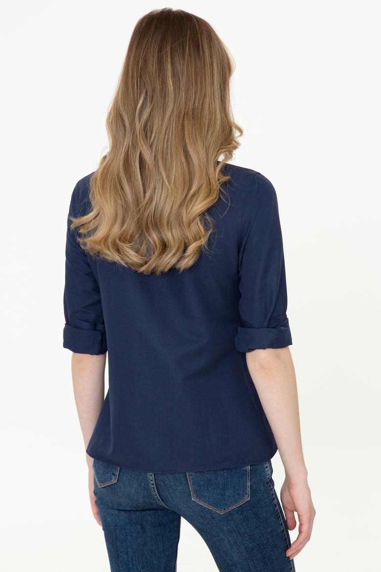 Kadın Lacivert Uzun Kollu Basic Gömlek - 50253658020