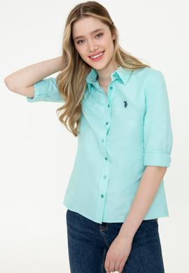 Kadın Mint Uzun Kollu Basic Gömlek - 50253658060