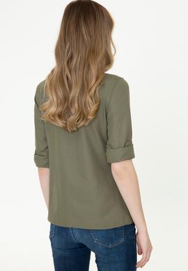 Kadın Koyu Haki Uzun Kollu Basic Gömlek - 50253658068