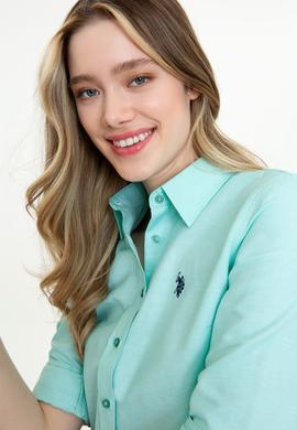 Kadın Mint Uzun Kollu Basic Gömlek - 50253658060