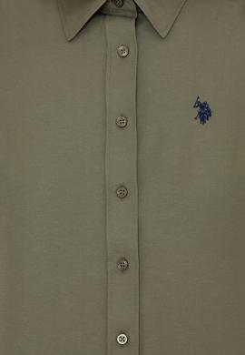 Kadın Koyu Haki Uzun Kollu Basic Gömlek - 50253658068