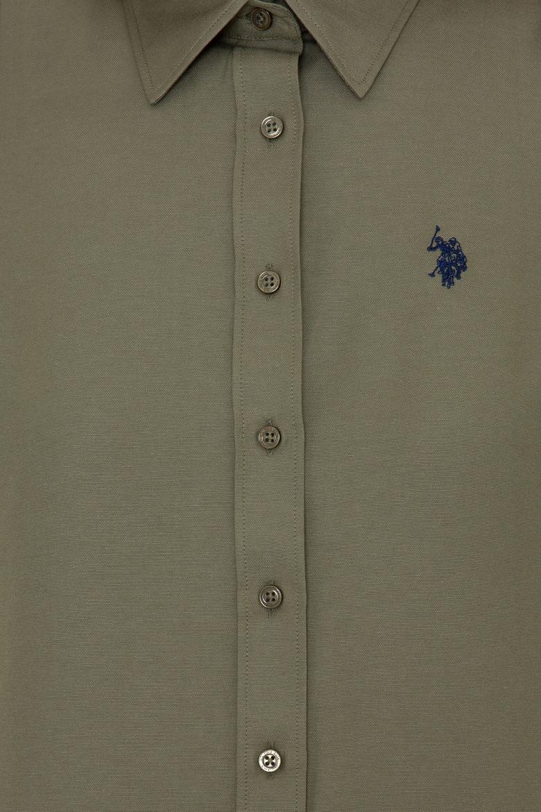 Kadın Koyu Haki Uzun Kollu Basic Gömlek - 50253658068