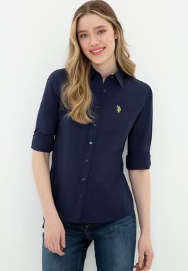 Kadın Lacivert Uzun Kollu Basic Gömlek - 50246462027