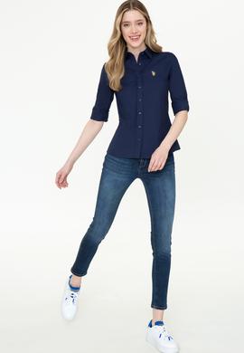 Kadın Lacivert Uzun Kollu Basic Gömlek - 50246462027